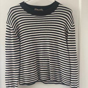 Everlane Cotton Long-Sleeve Crew  Black / Bone Stripe  Size: XXS